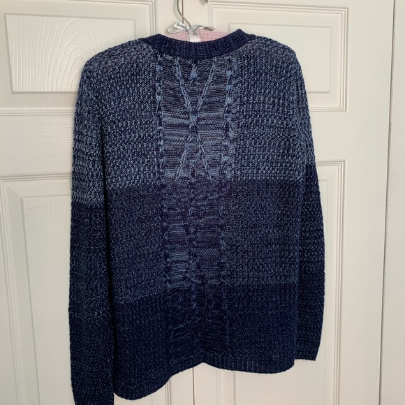 New Directions Petite Blue Color Blocked Cardigan - Picture 5 of 11